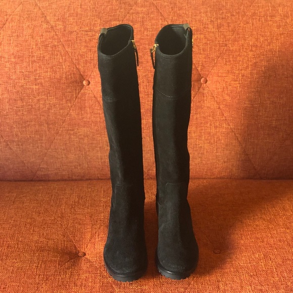 Tory Burch // Oakridge Black Suede Riding Boot - Picture 2 of 8